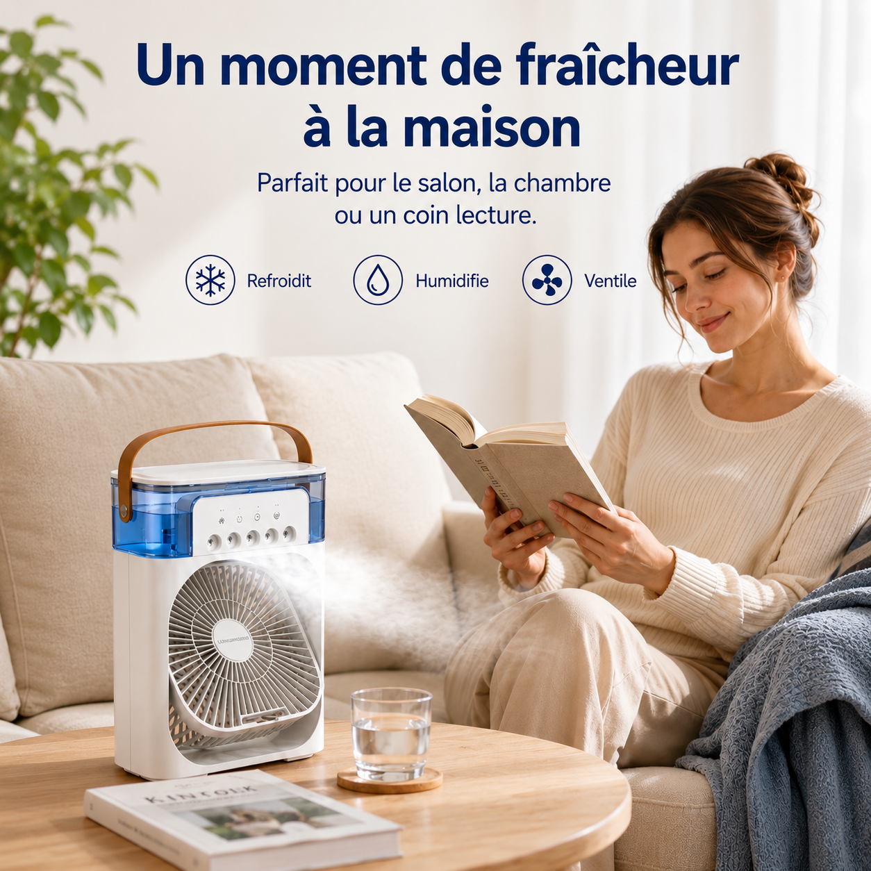 Ventilateur rafraîchissant multifonction 3 en 1